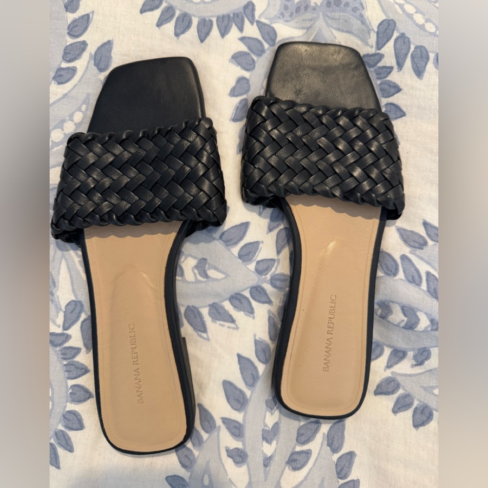Banana Republic Black Braided Sandals